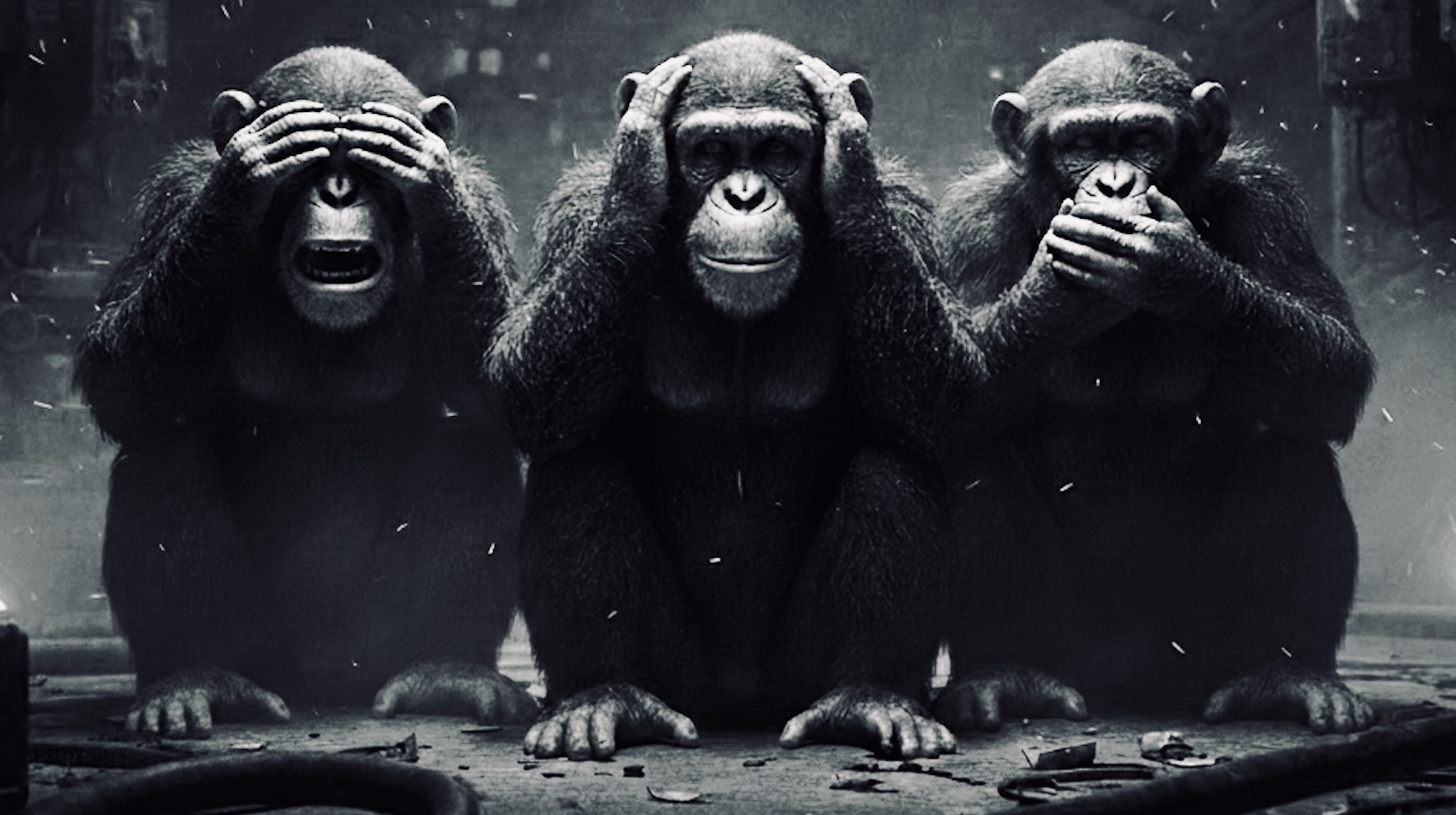 Three wise monkeys — See No, Hear No, Speak No